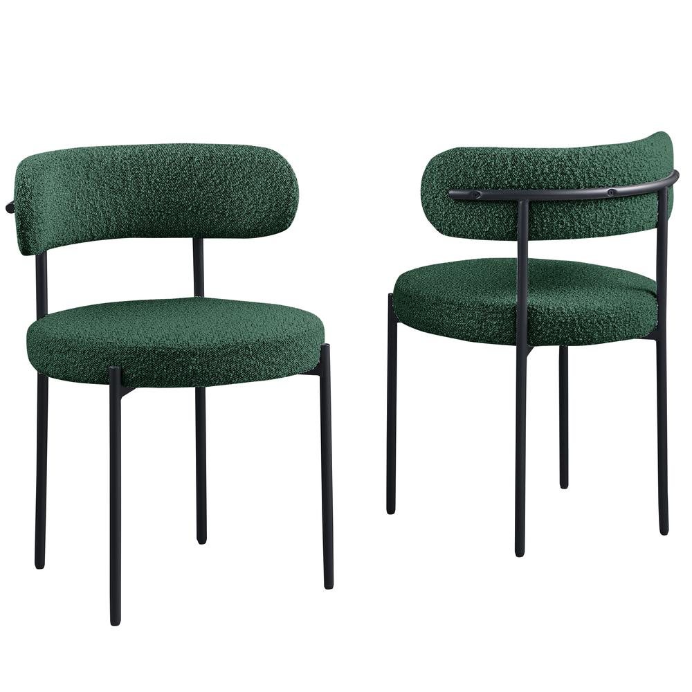 Drexel Boucle Fabric Green Dining Chairs (Set of 2). Picture 1