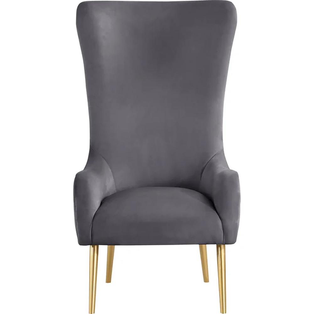 Venetian Gray Tufted Velvet High Back Arm Chair. Picture 2