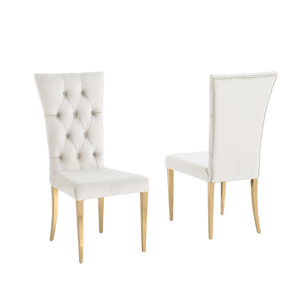 Danis Beige Velvet with Gold Dining Chairs, Set of 2. Picture 1