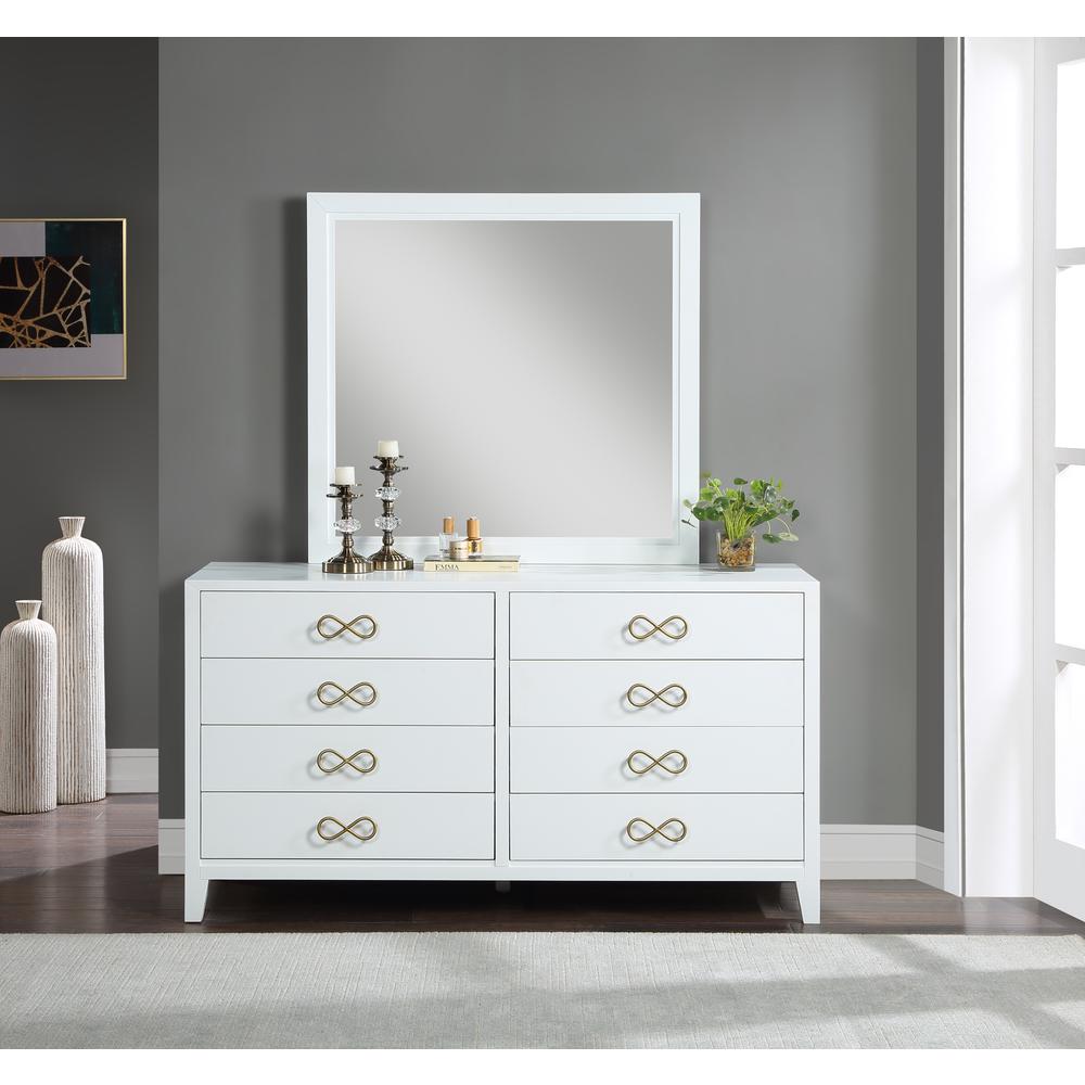 Bradbury White Modern Wood Dresser with Mirror. Picture 4