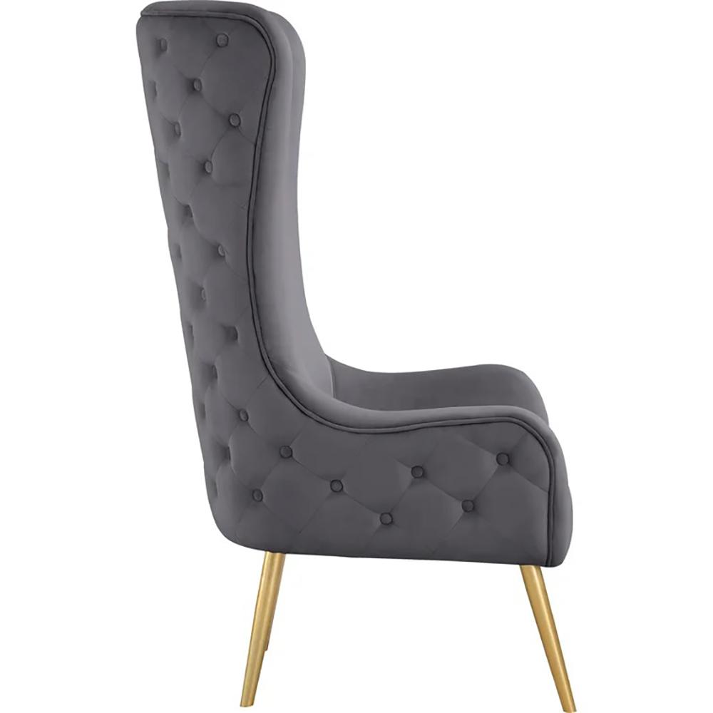 Venetian Gray Tufted Velvet High Back Arm Chair. Picture 4