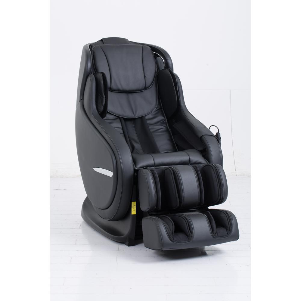 Elvis Black Faux Leather Premium Massage Chair with Bluetooth Speaker. Picture 1