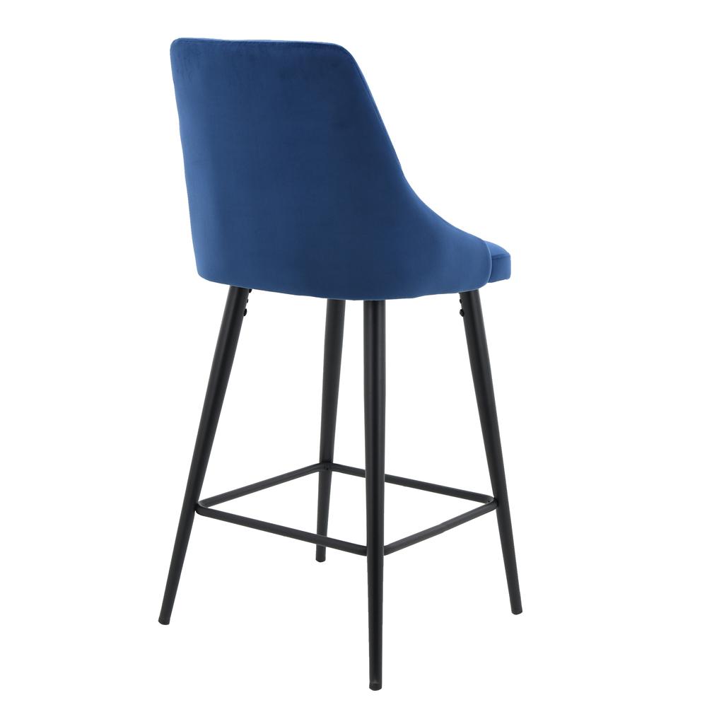 Best Master Furniture Sunset 26" Velvet Fabric Counter Stool in Blue (Set of 2). Picture 3