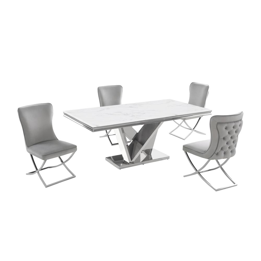 Blythe Grey with Silver 5-Piece Rectangle Dining Set. Picture 1