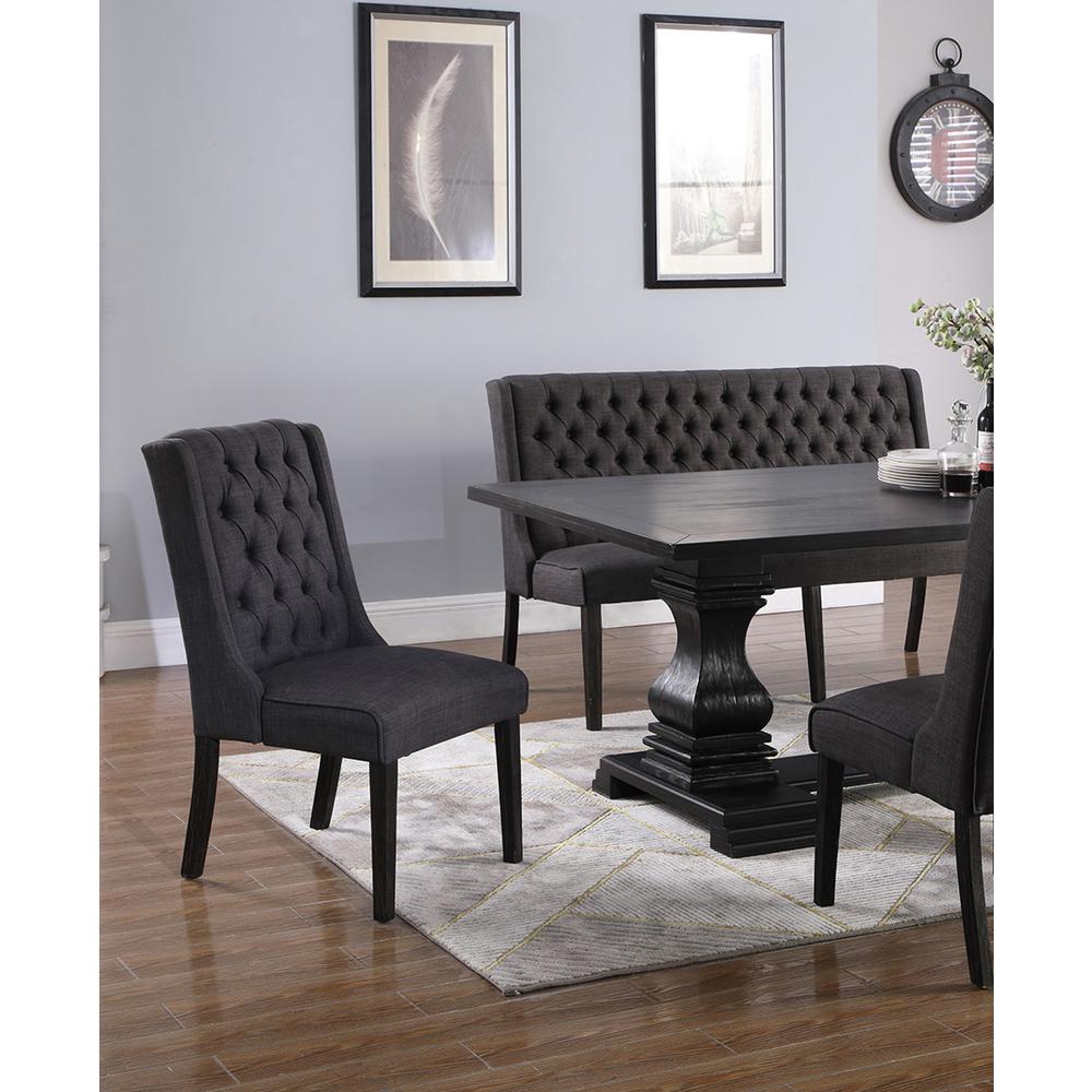 Newport Upholstered Side Chairs With Tufted Back, Set of 2, Black Charcoal. Picture 4