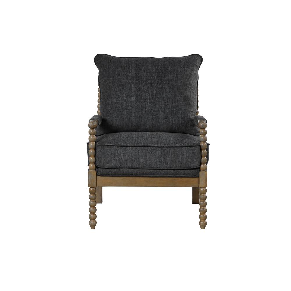 Jewell Fabric Accent Chair Charcoal, Natural Oak Frame. Picture 1