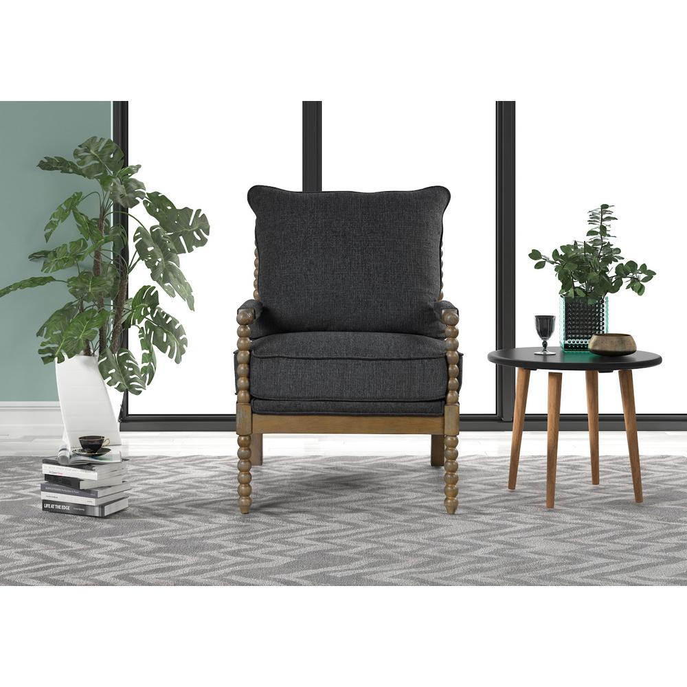 Jewell Fabric Accent Chair Charcoal, Natural Oak Frame. Picture 3