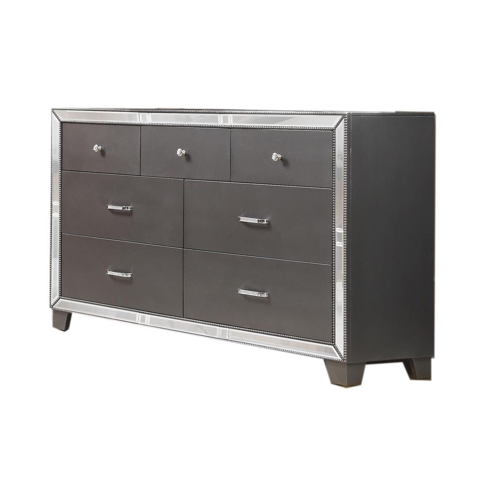 Best Master Furniture Beronica 64" Transitional Wood Dresser in Silver. Picture 1
