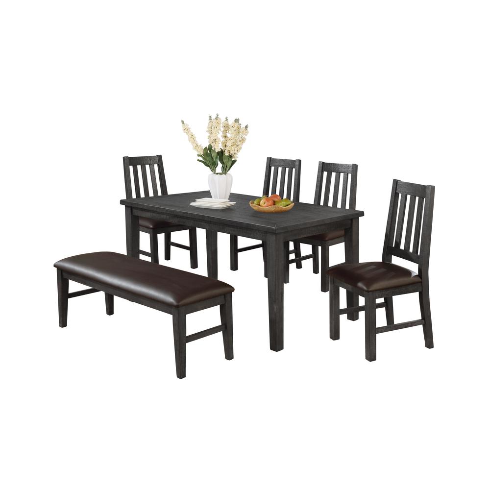 Best Master Furniture Wendy 6 Piece Solid Wood Dining Set in Rustic Gray. Picture 1