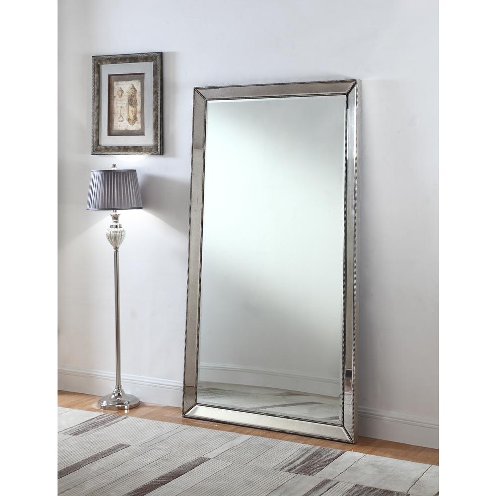 Best Master Furniture Winney Silver Mirrored Floor Mirror. Picture 3