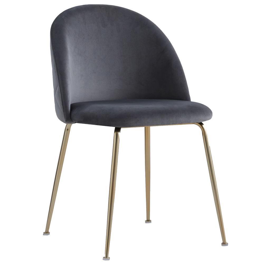 Miramar Dark Gray Velvet Metal Dining Chairs (Set of 2). Picture 1