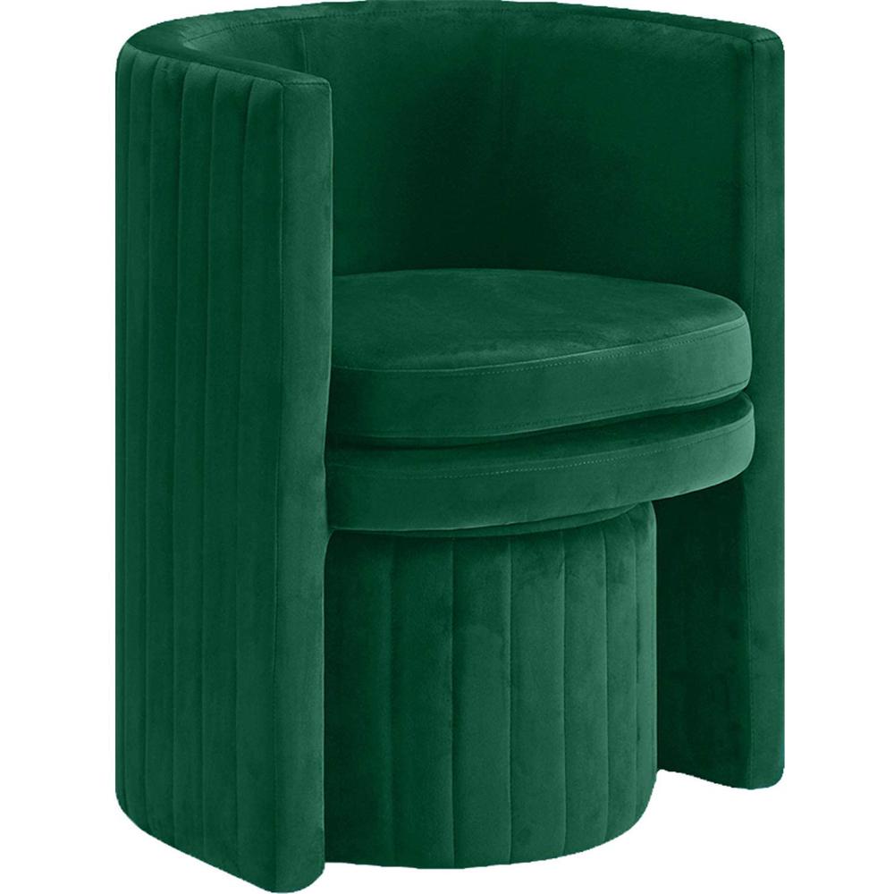 Best Master Seager Green Velvet Round Arm Chair with Ottoman. Picture 1