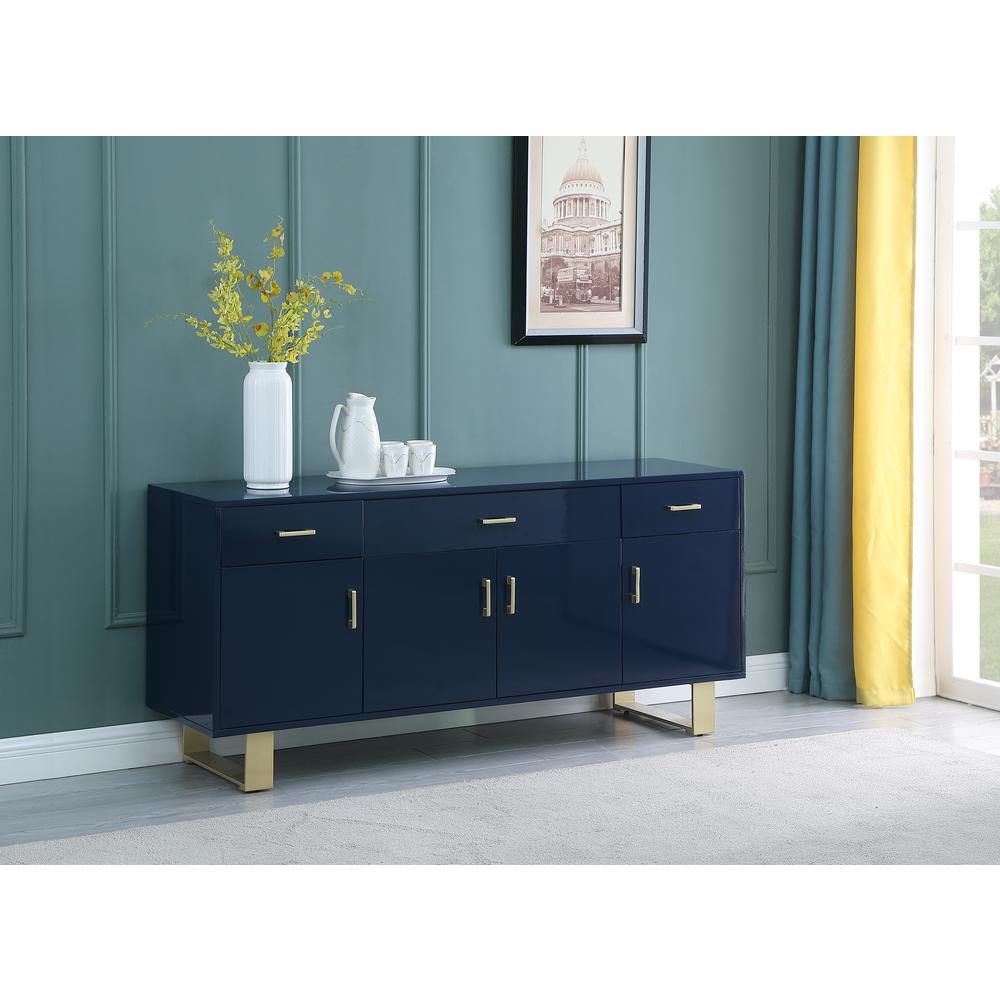 Tyrion Navy Lacquer Sideboard with Gold Accents. Picture 2