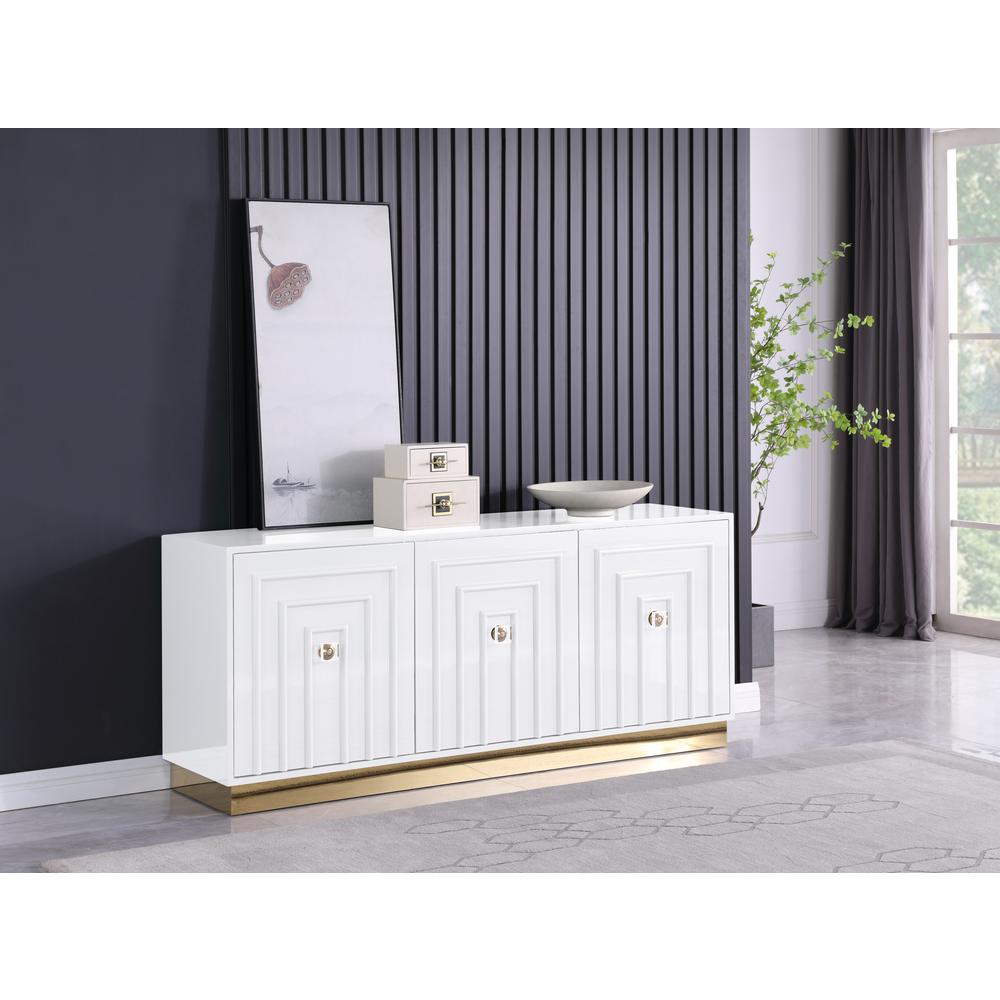 Maria Modern High Gloss Lacquer Wood Sideboard in White. Picture 1
