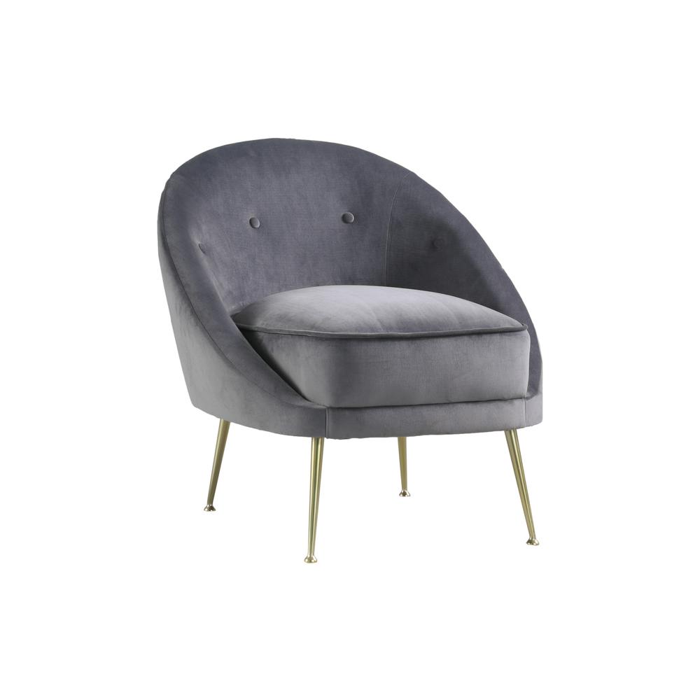 Olivia Grey Velour w/ Gold Legs Accent Chair. The main picture.