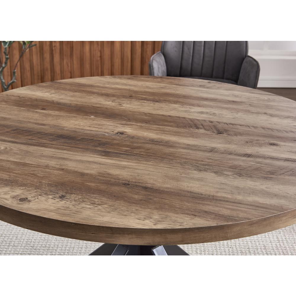 Best Master Furniture Dolph Rustic Natural Oak Wood Round Dining Table. Picture 3