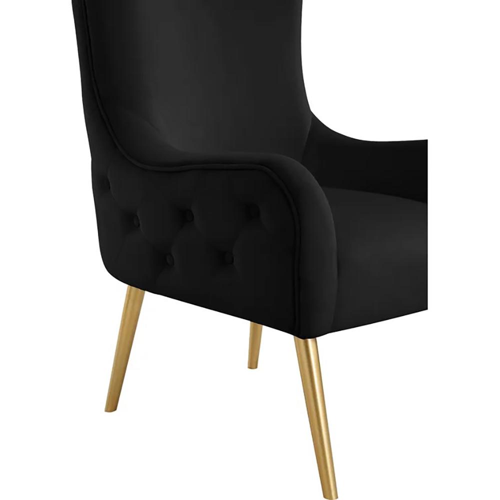 Venetian Black Tufted Velvet High Back Arm Chair. Picture 3