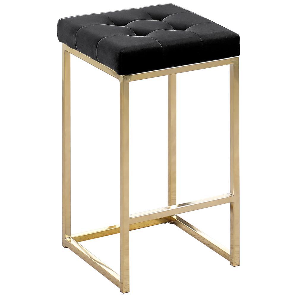 Jersey Black Velvet Counter Height Stool in Gold (Set of 2). Picture 1