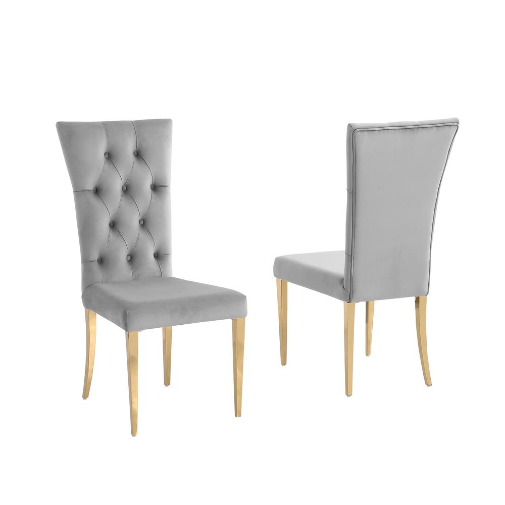 Danis Grey Velvet with Gold Dining Chairs, Set of 2. Picture 1