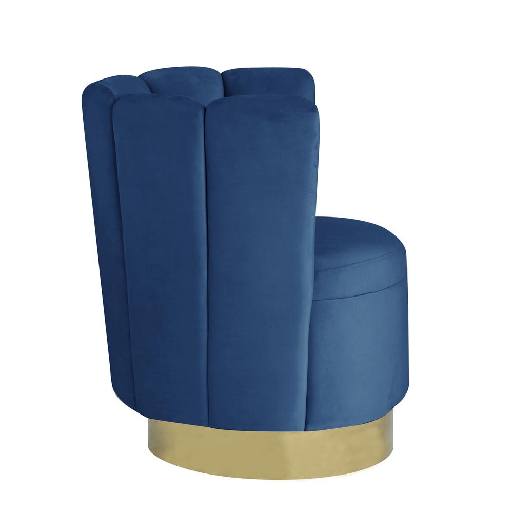 Ellis Velvet Upholstered Swivel Accent Chair in Blue Velvet. Picture 4
