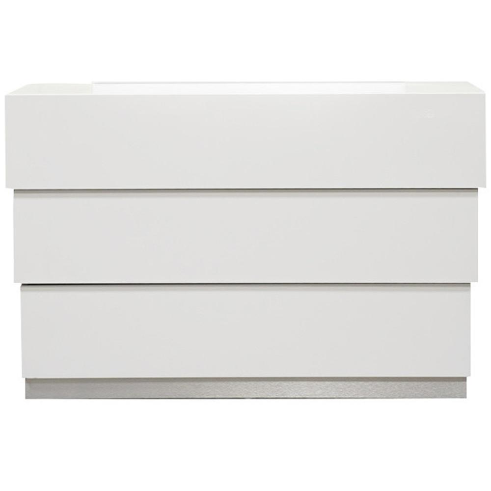 Florence 3-Drawer Modern White Dresser. Picture 1
