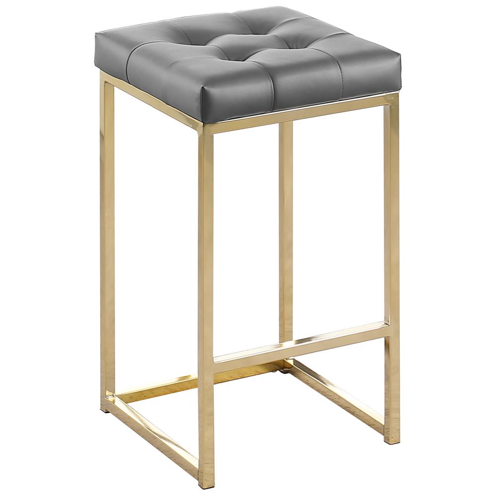 Jersey Gray Faux Leather Counter Height Stool in Gold (Set of 2). Picture 1