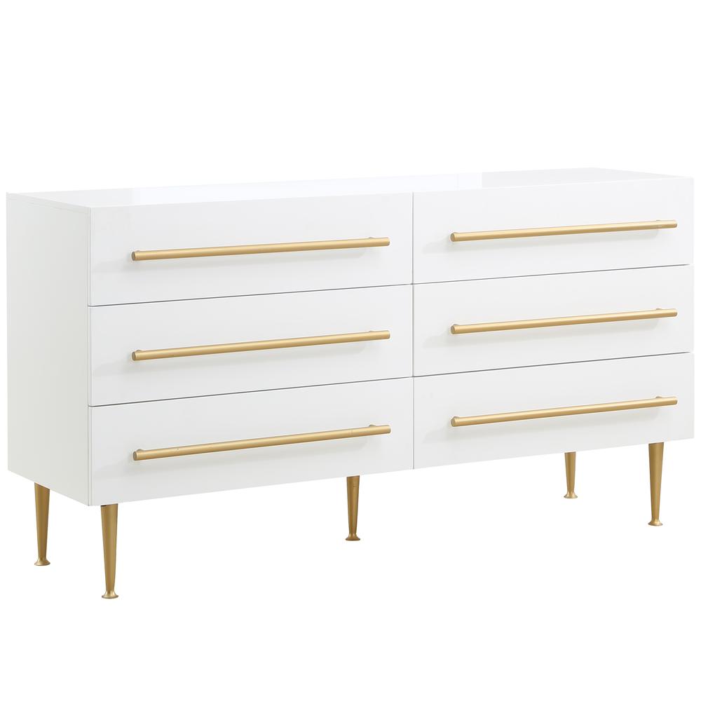 Bellanova White Dresser with Gold Accents. Picture 1