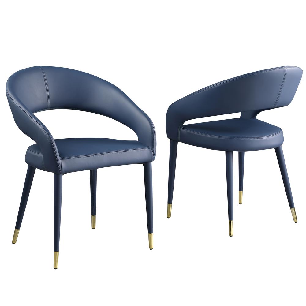 Jacques Faux Leather Navy Dining Chairs (Set of 2). Picture 1