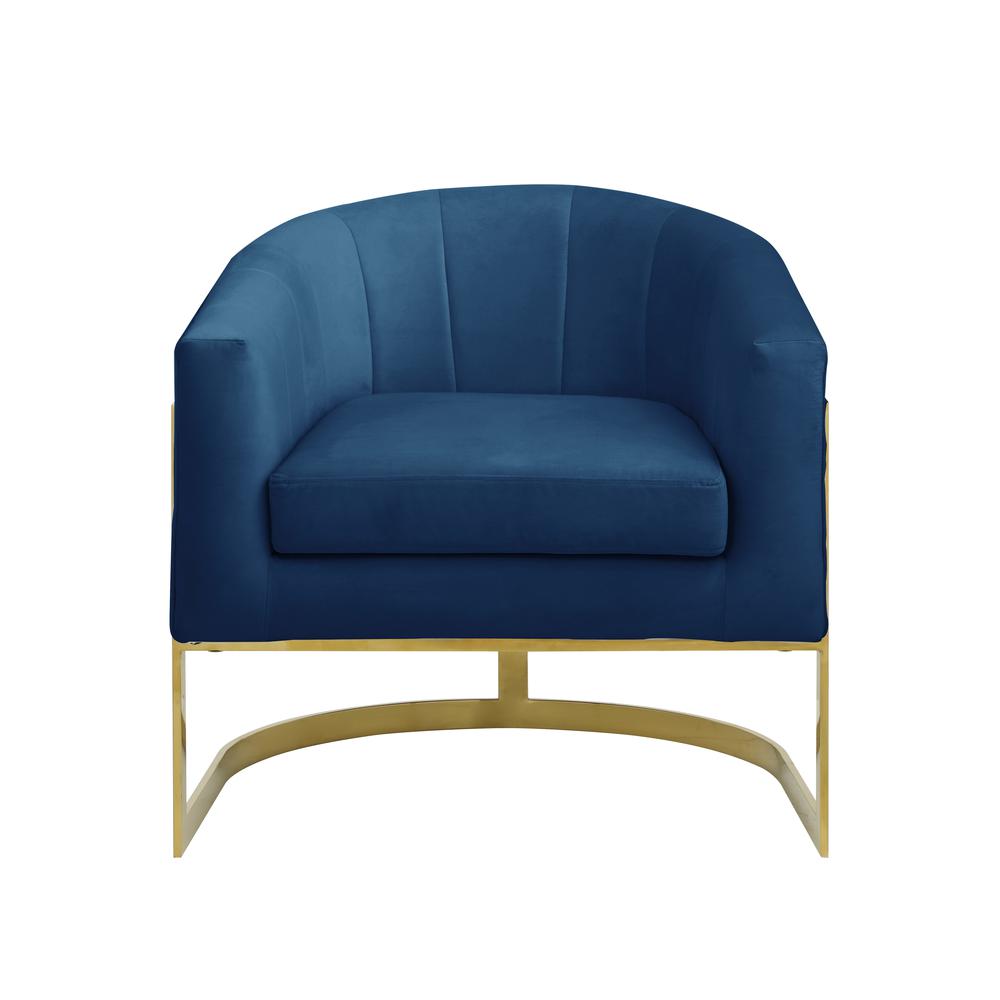 Traxmon Velvet Upholstered Accent Chair in Blue Velvet. Picture 3