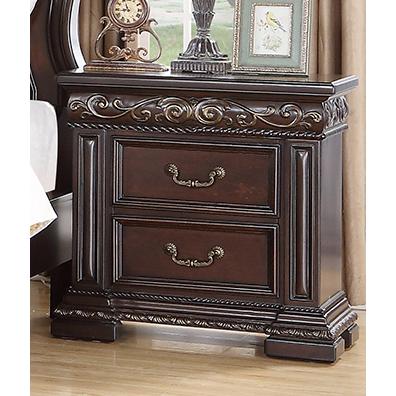 Best Master Furniture Africa 29" 2 Drawer Solid Wood Nightstand in Cherry. Picture 1