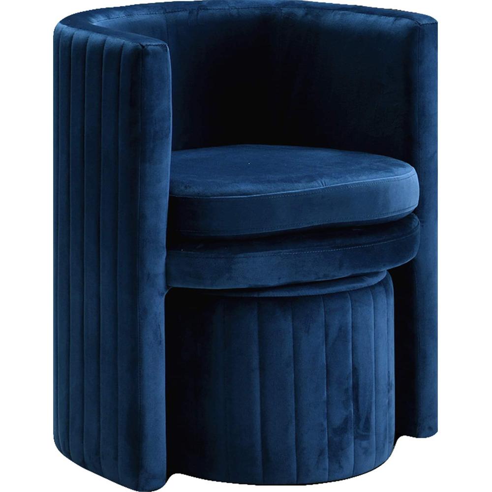 Best Master Seager Navy Velvet Round Arm Chair with Ottoman. The main picture.