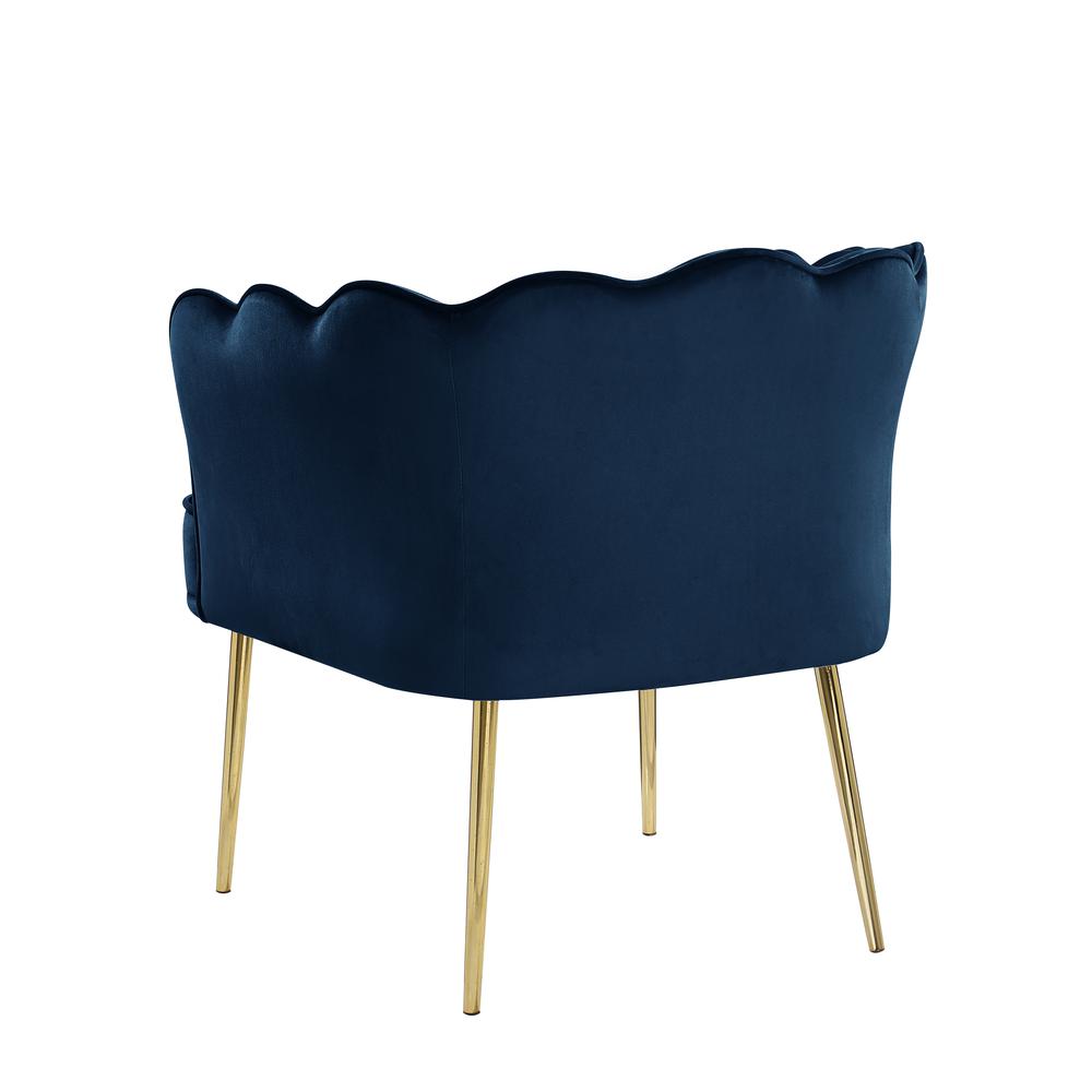 Jackie Navy Velvet Accent Chair with Gold Legs. Picture 2