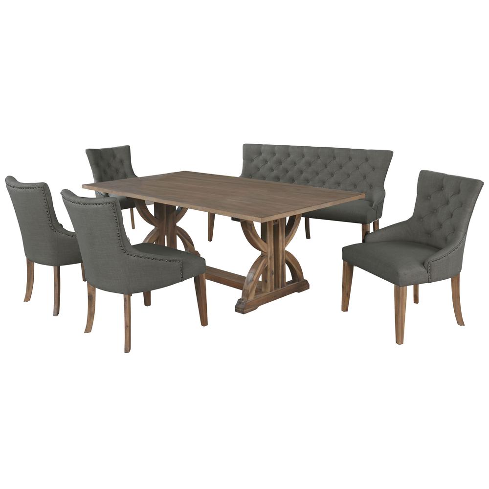 Zoey 6-Piece Rustic Oak Rectangular Dining Set in Gray. The main picture.