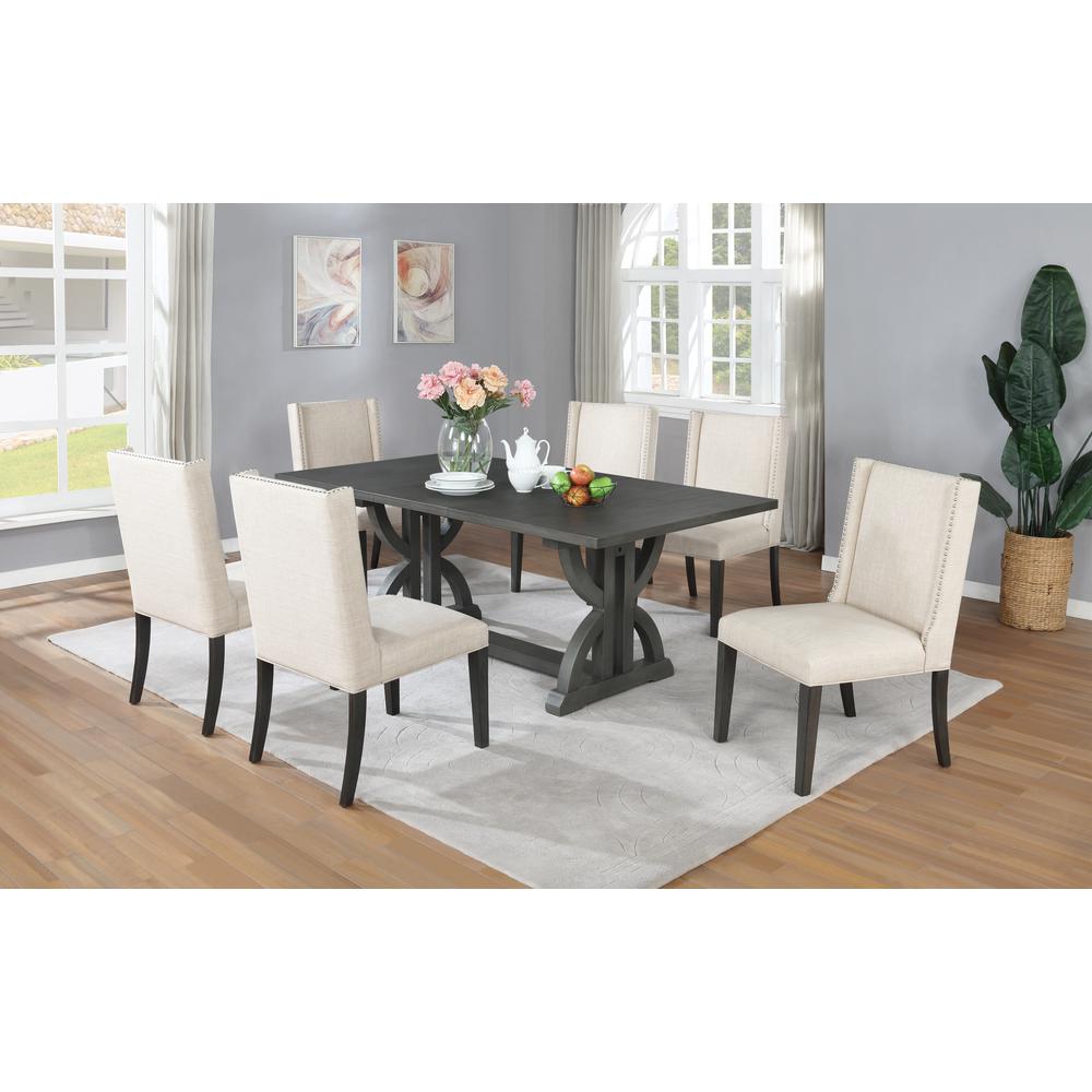 Mia Rectangular Wood Dining Table in Gray. Picture 2