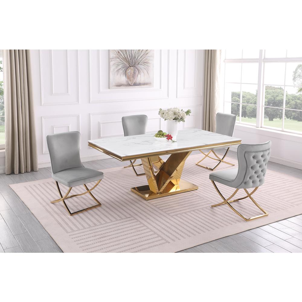 Blythe Grey with Gold 5-Piece Rectangle Dining Set. Picture 5