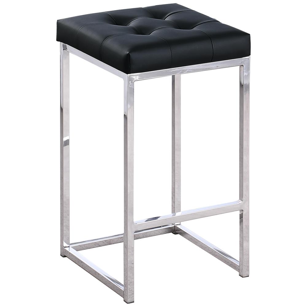 Jersey Black Faux Leather Counter Height Stool in Silver (Set of 2). Picture 1