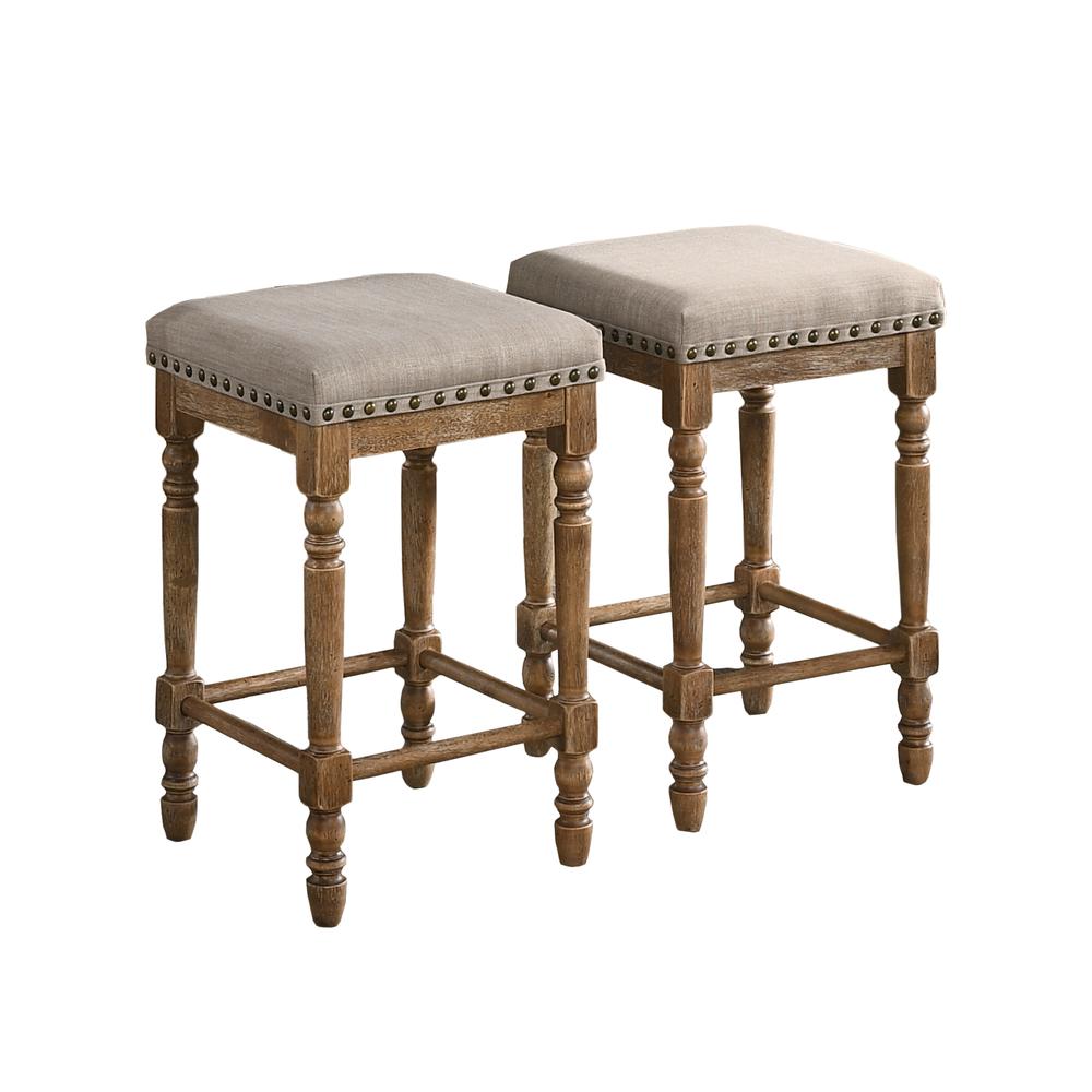Best Master Furniture Eva 26" Wood Counter Stool in Natural Oak (Set of 2). Picture 1