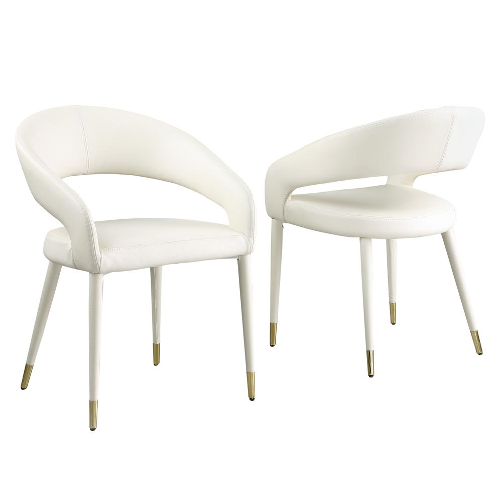 Jacques Faux Leather White Dining Chairs (Set of 2). Picture 1