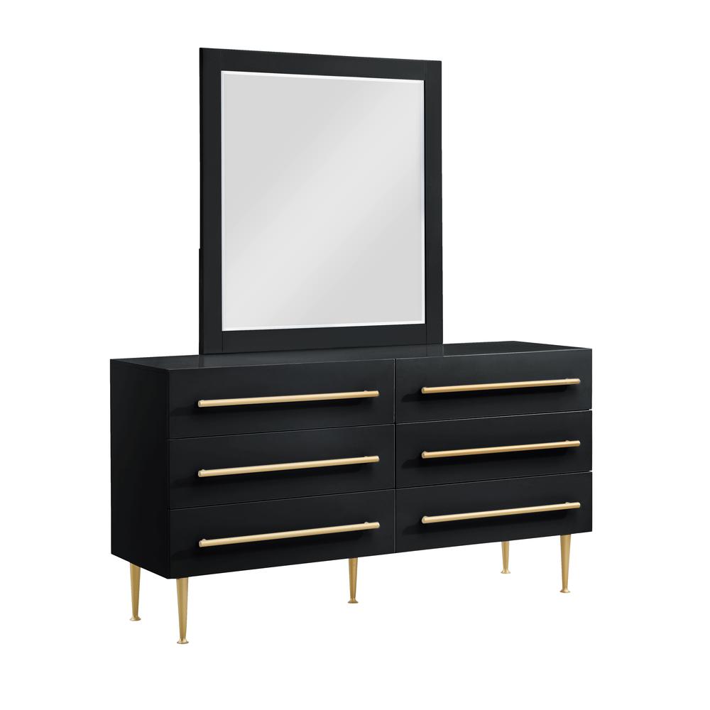 Bellanova Black Dresser with Mirror with Gold Accents. Picture 1