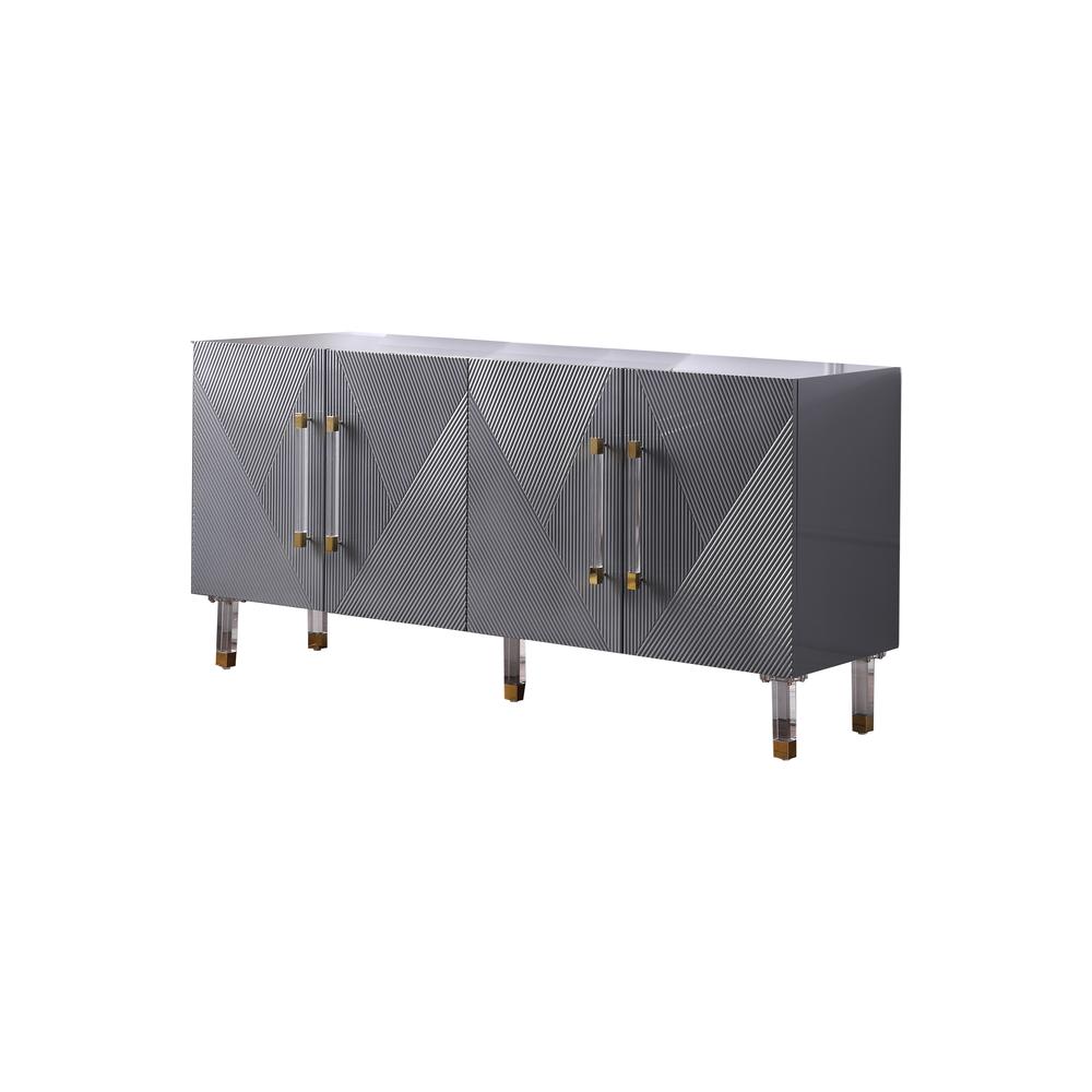 Best Master Furniture Fenella 65" Modern Wood Sideboard with Gold Accent in Gray. Picture 1