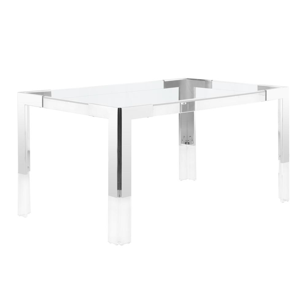Leah Rectangle Glass Dining Table in Silver (Seats 6). Picture 1
