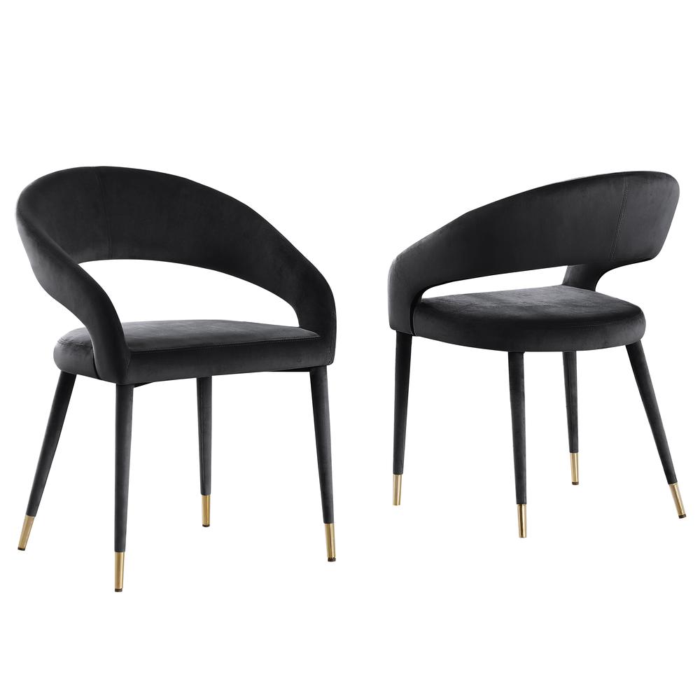 Jacques Velvet Black Dining Chairs (Set of 2). Picture 1