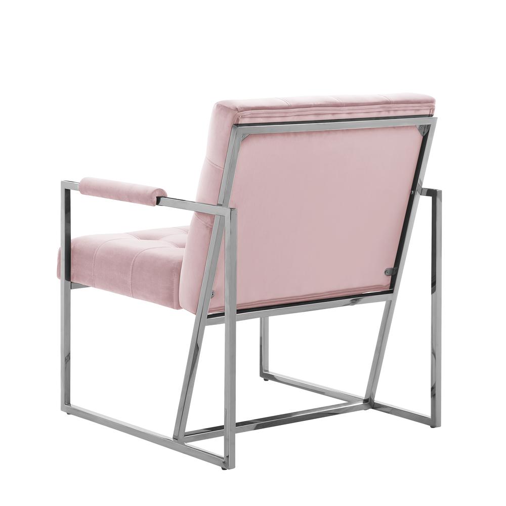 Luxor Pink Velvet Modern Accent Chair in Silver. Picture 2