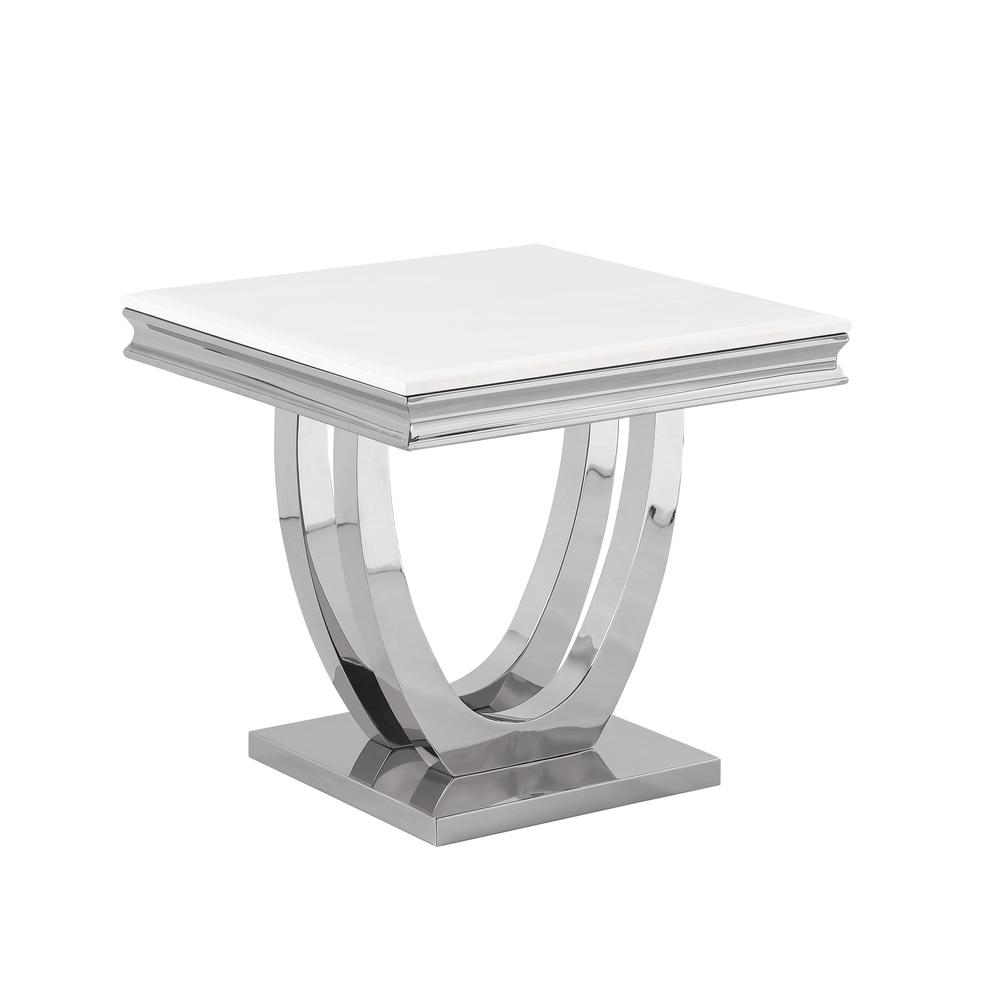Danis Stone Marble Laminate Silver End Table. Picture 1