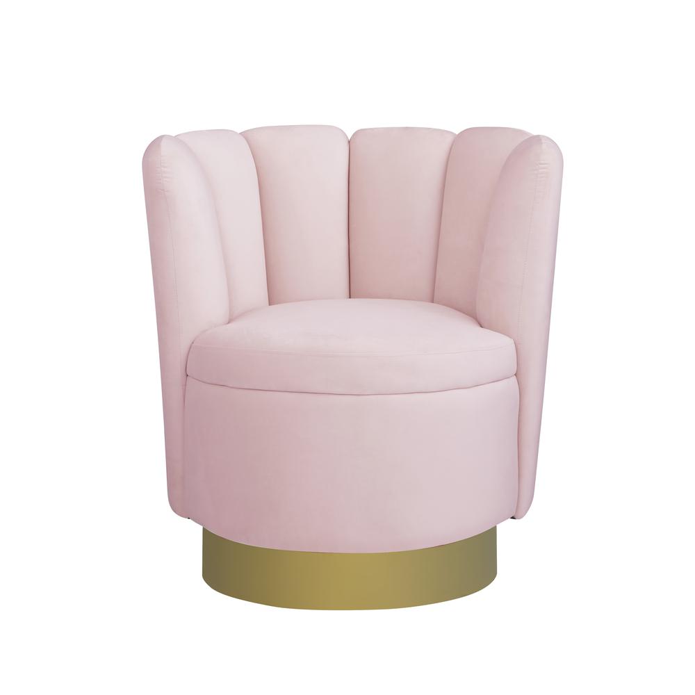 Ellis Velvet Upholstered Swivel Accent Chair in Pink Velvet. Picture 3