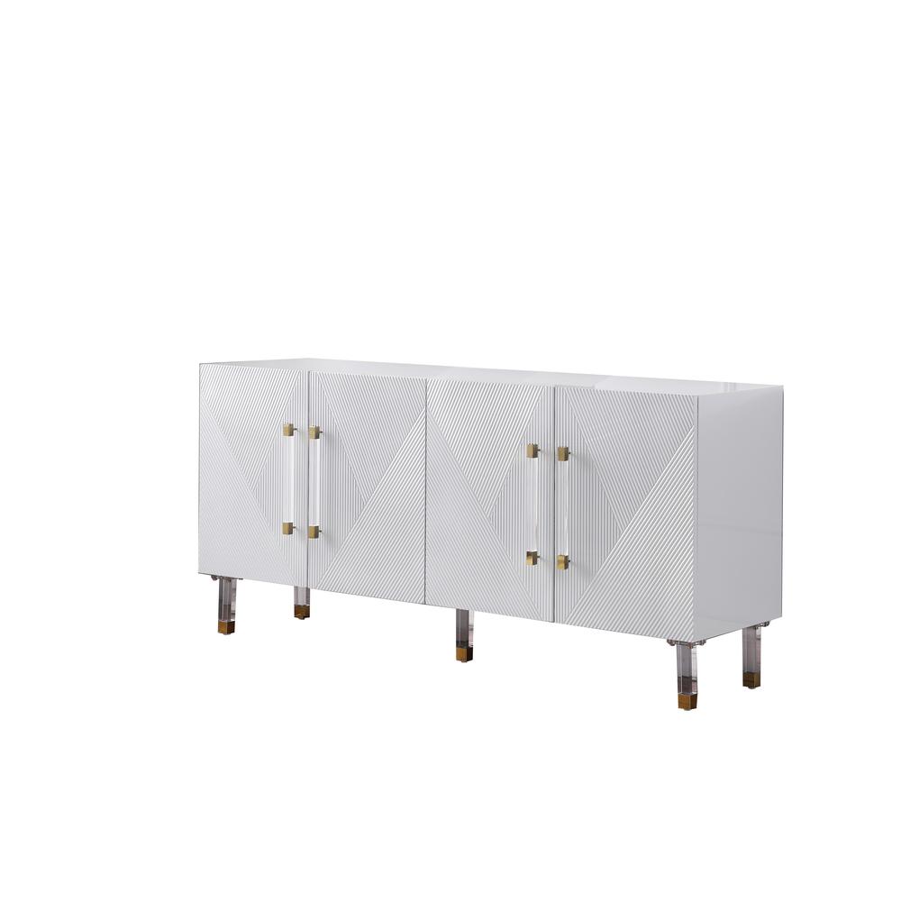 Best Master Furniture Fenella Modern Wood Sideboard with Gold Accents in White. Picture 1