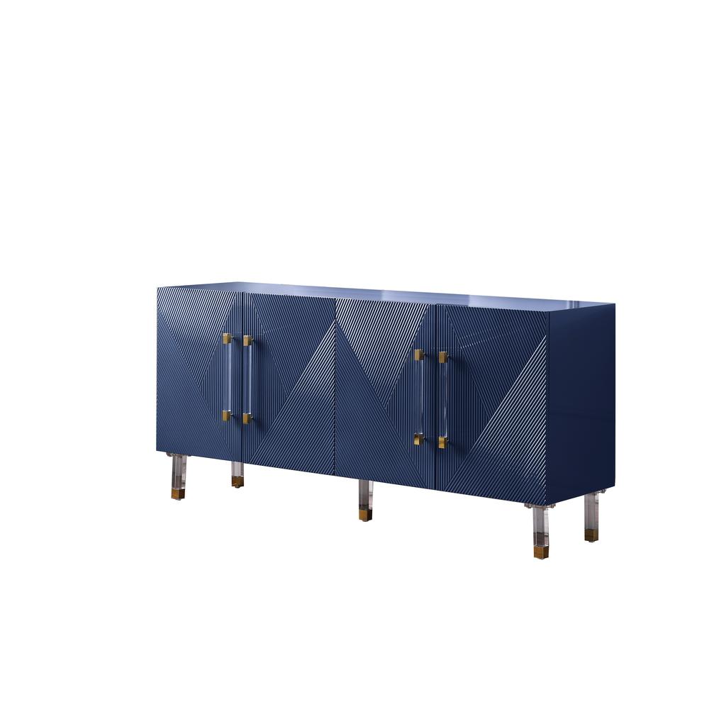 Best Master Furniture Fenella 65" Modern Wood Sideboard with Gold Accent in Navy. Picture 1