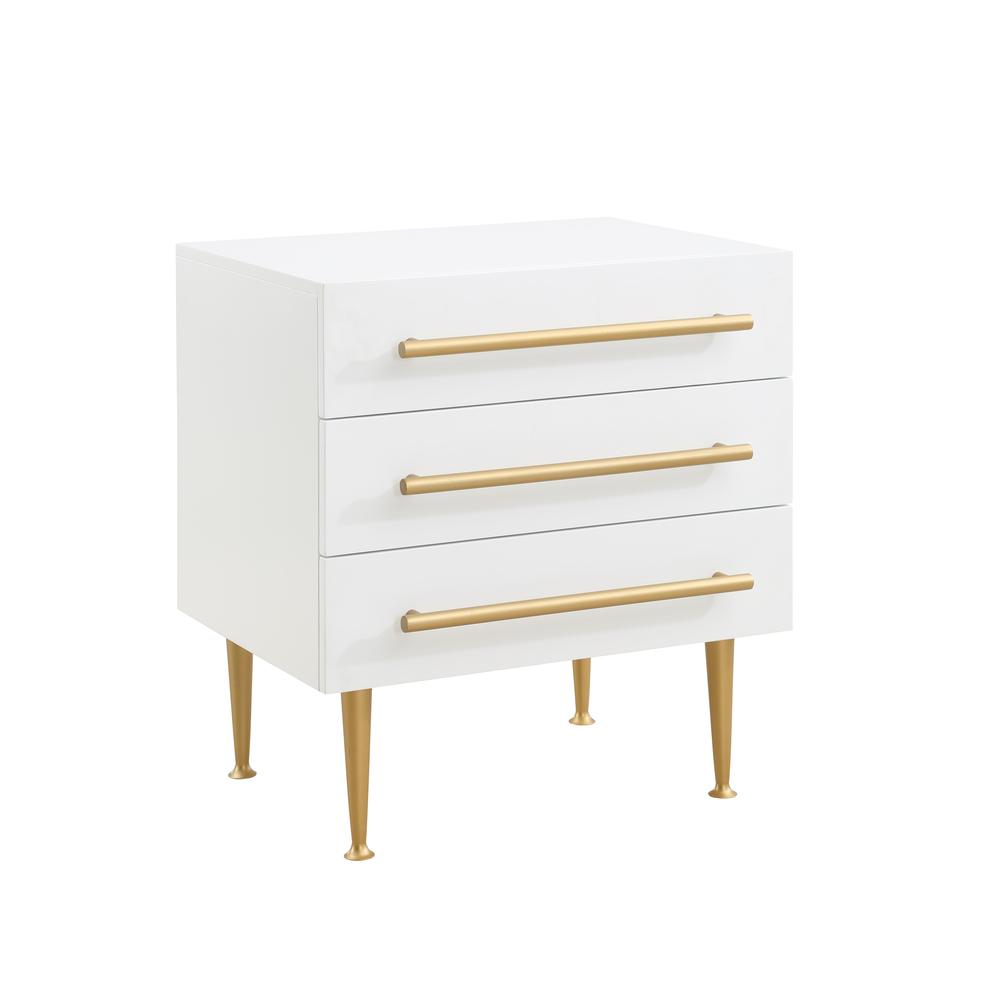 Bellanova White Nightstand with Gold Accents. Picture 1
