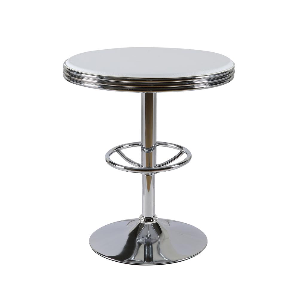 Best Master Furniture California 25" Metal Swivel Bar Table in White/Chrome. Picture 1