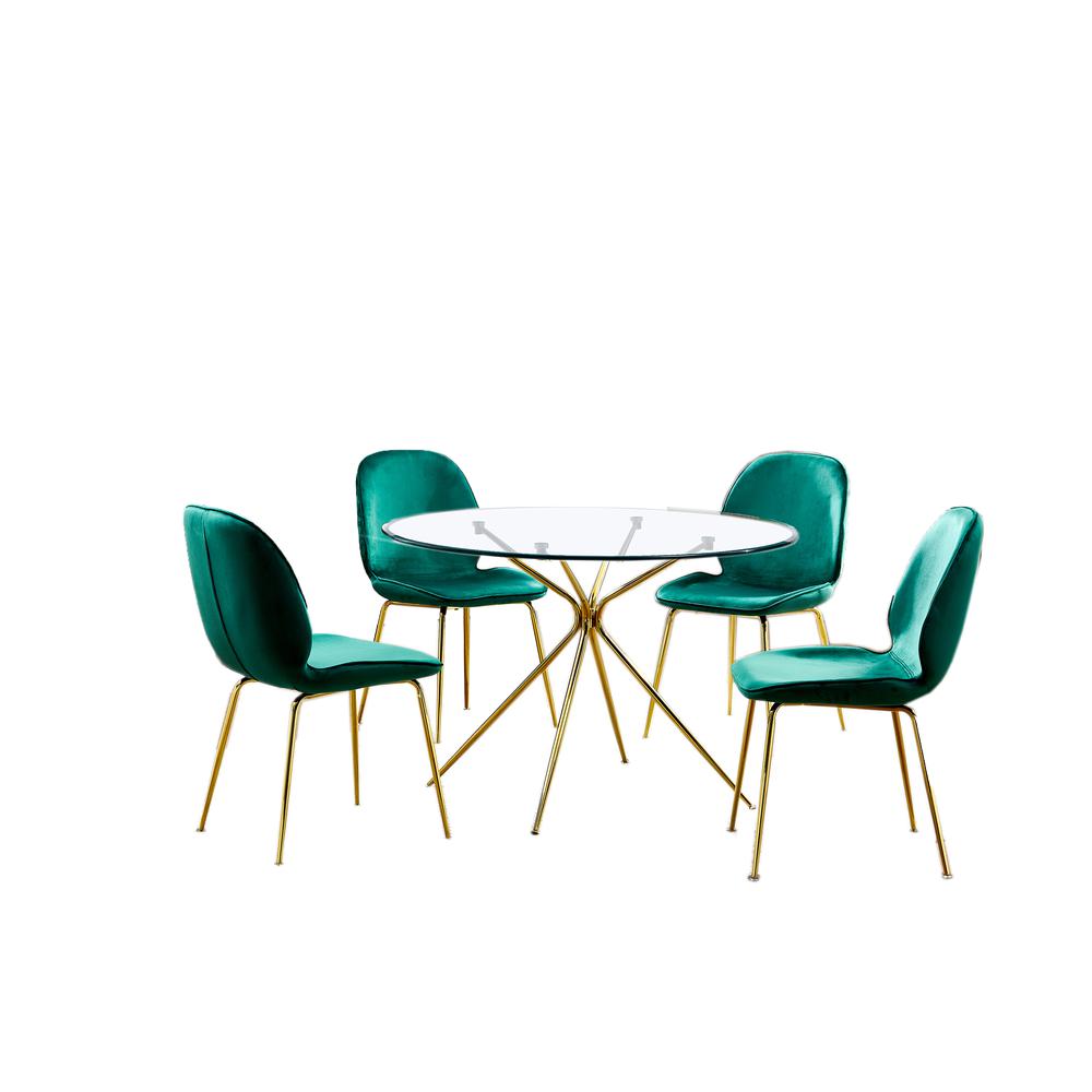 Valentinian Glam 5-piece Glass Round Dinette Set, Green. The main picture.